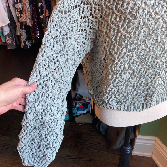 Women's Moon & Madison Sweater XL Blue Open Knit/green - Picture 3 of 11